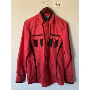 El General Western Snap Shirt Mens S Red Black Vaquero Long Sleeve